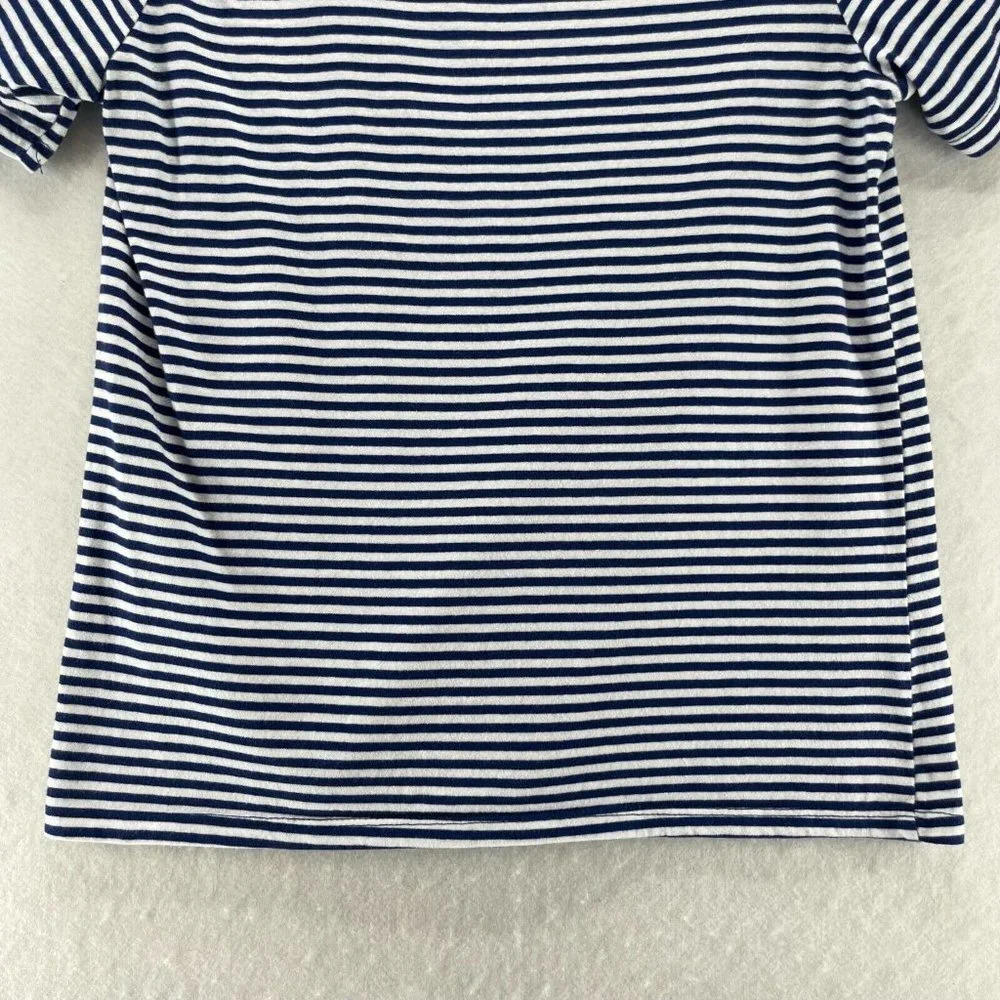Ella Moss Top Women Size S Striped Crewneck Short Sleeve Jersey Cotton Blue - Picture 6 of 10